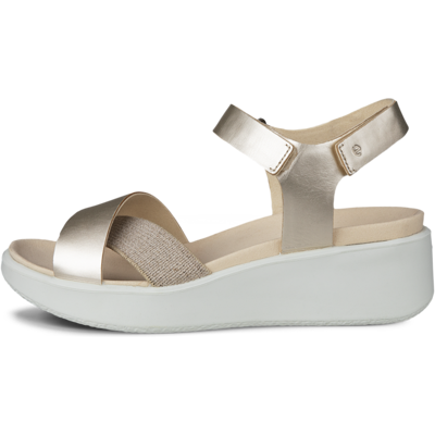 ECCO Flowt Wedge LX - Women's Leather Wedge Sandal - Gold ECCO Flowt Wedge LX - Women's Leather Wedge Sandal - Gold