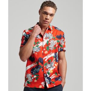 Superdry Men's Short Sleeve Hawaiian Shirt Orange Size: S - S