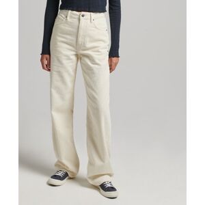 Superdry Women's Vintage Wide Leg Cord Trousers White Size: 32x30 - 32x30