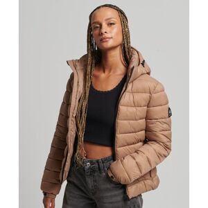 Superdry Women's Hooded Classic Puffer Jacket Brown Size: 6 - 6