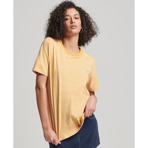 Superdry Women's Vintage Logo Embroidered Stripe T-Shirt Yellow Size: 6 - 6