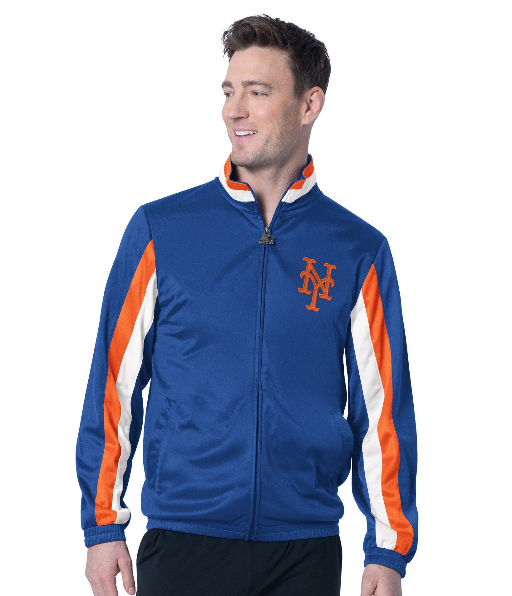 Wilsons Leather Starter   Men's MLB Replay Track Jacket   Ny Mets   XL