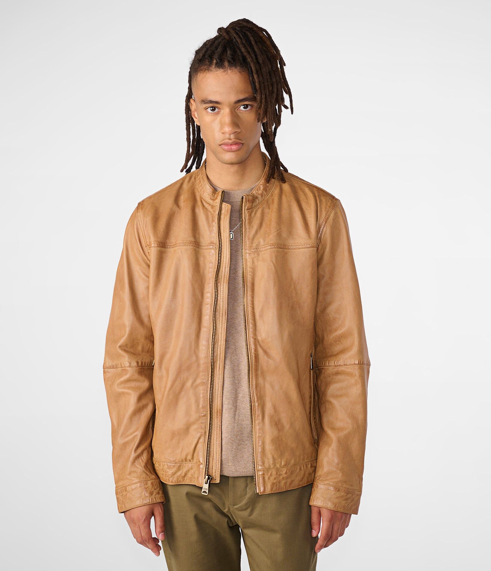 Wilsons Leather   Men's Justin Genuine Leather Jacket   Camel   Medium
