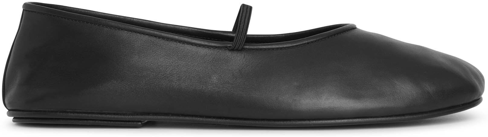 The Row elastic ballet black nappa slippers - black - 36