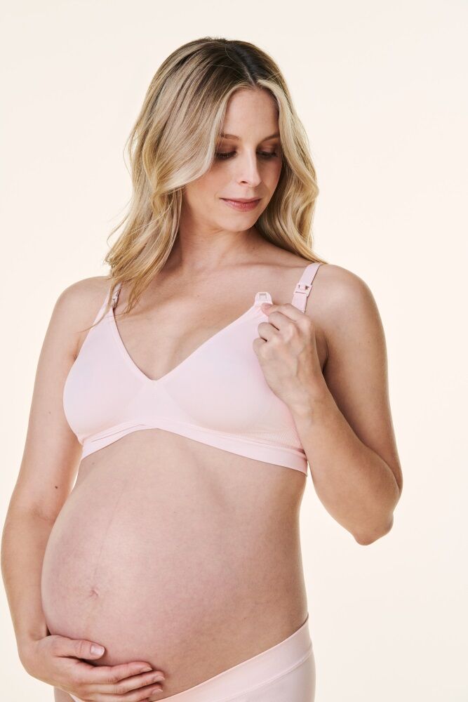 PinkBlush Light Pink Bravado V-Neck Maternity Nursing Bra - Small- Female