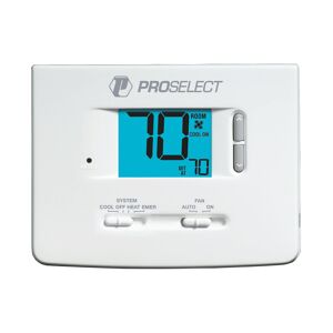 ProSelect SL21NP Digital Non-Programmable Thermostat with 2" Square Inch Area Display and Conventional / Heating Pump Controls White Thermostat