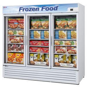 Turbo Air TGF-72F 82 Inch Wide 54.5 Cu. Ft. Glass Door Merchandising Freezer with Turbo Freeze White Commercial Refrigeration Equipment Commercial