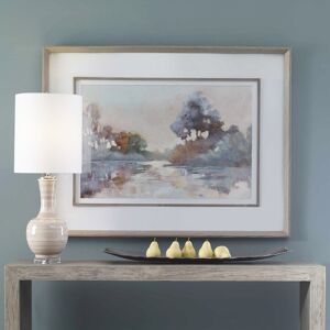 Uttermost 41418 Morning Lake 51" x 39" Framed Lake Landscape Watercolor Style Art Print Watercolor Blues Home Decor Wall Decor Paintings and Prints