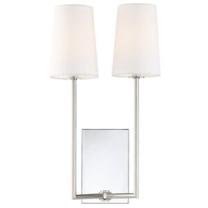 Crystorama Lighting Group LEN-252 Lena 2 Light 18" Tall Wall Sconce with Silk Shades Polished Chrome Indoor Lighting Wall Sconces