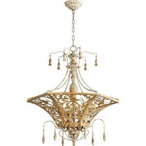 Quorum International 8359-6 Leduc 6 Light 27" Wide Single Tier Chandelier Florentine Gold Indoor Lighting Chandeliers