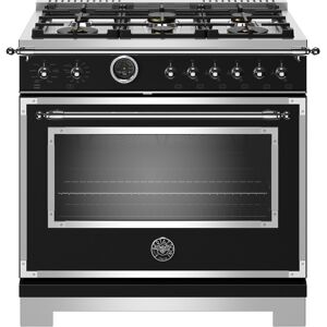 Bertazzoni HERT366DFS Heritage 36 Inch Wide 5.7 Cu. Ft. Free Standing Dual Fuel Range with 6 Sealed Burners Black Cooking Appliances Ranges Dual Fuel