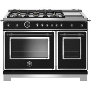 Bertazzoni HERT486GDFS Heritage 48 Inch Wide 7 Cu. Ft. Free Standing Dual Fuel Range with 6 Sealed Burners Black Cooking Appliances Ranges Dual Fuel