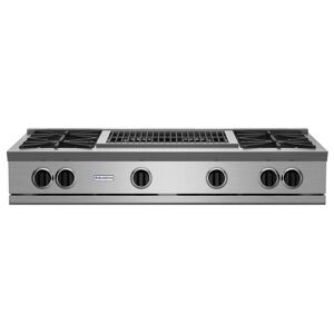 BlueStar RGTNB484CBV2 Nova Series 48 Inch Wide 6 Burner Natural Gas Cooktop with 24 Inch Wide Charbroiler Stainless Steel Cooking Appliances Cooktops