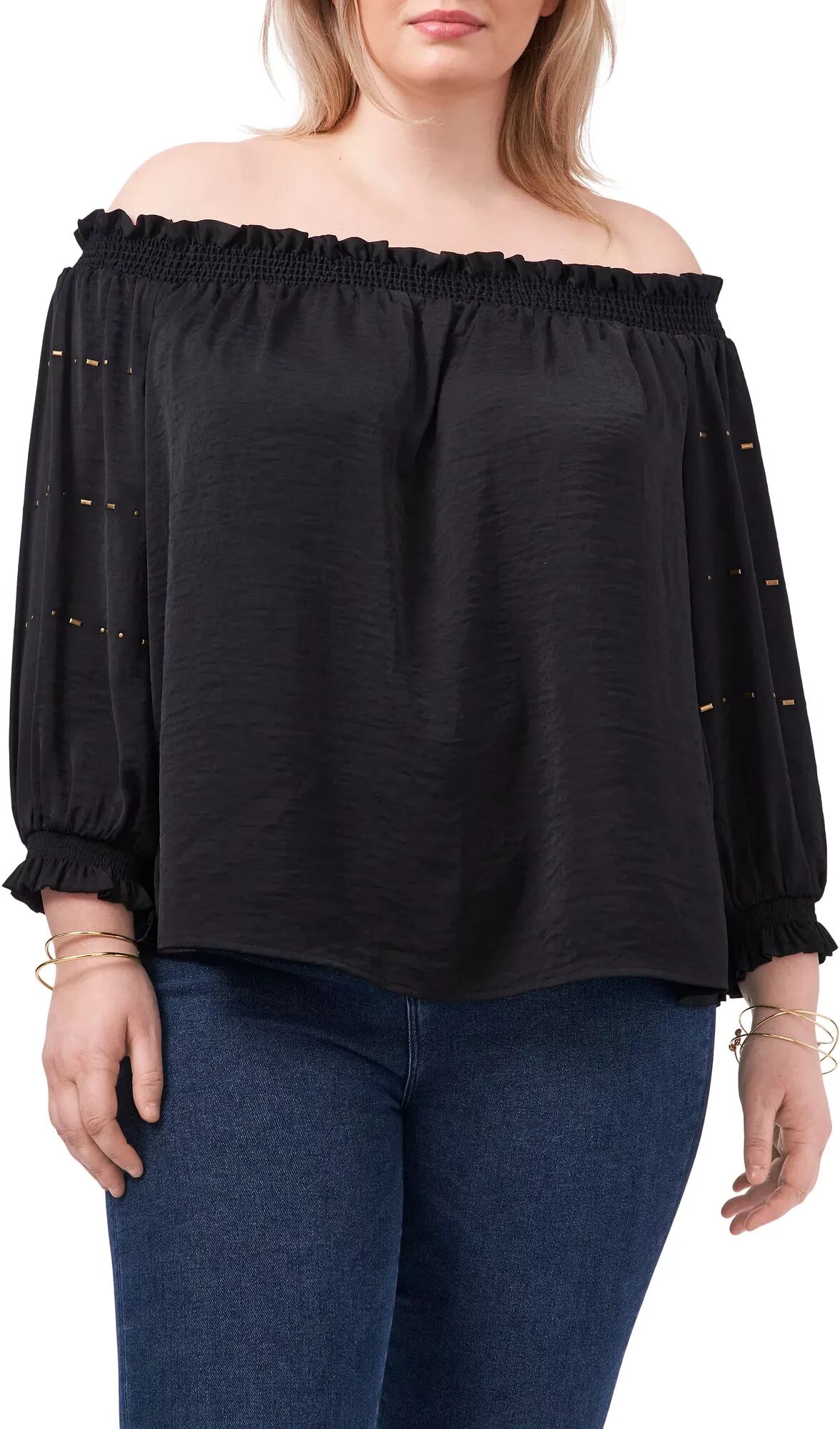 Women's Vince Camuto Off The Shoulder Blouse (Plus Size) Size 2X Rich Black