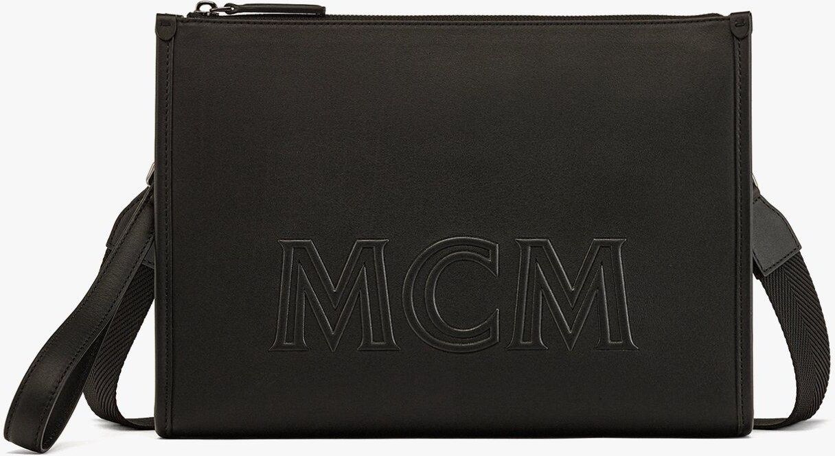 MCM Aren Crossbody Pouch In Spanish Calf Leather BLACK male LRG