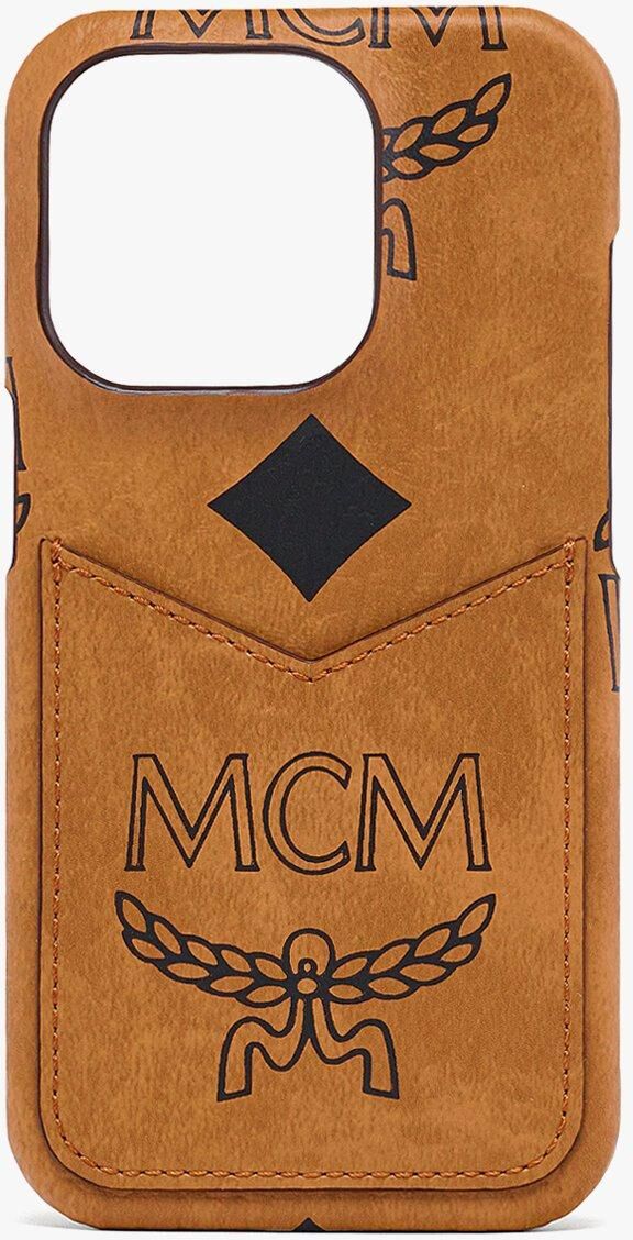 MCM Iphone 15 Pro Case In Maxi Visetos COGNAC male 15P