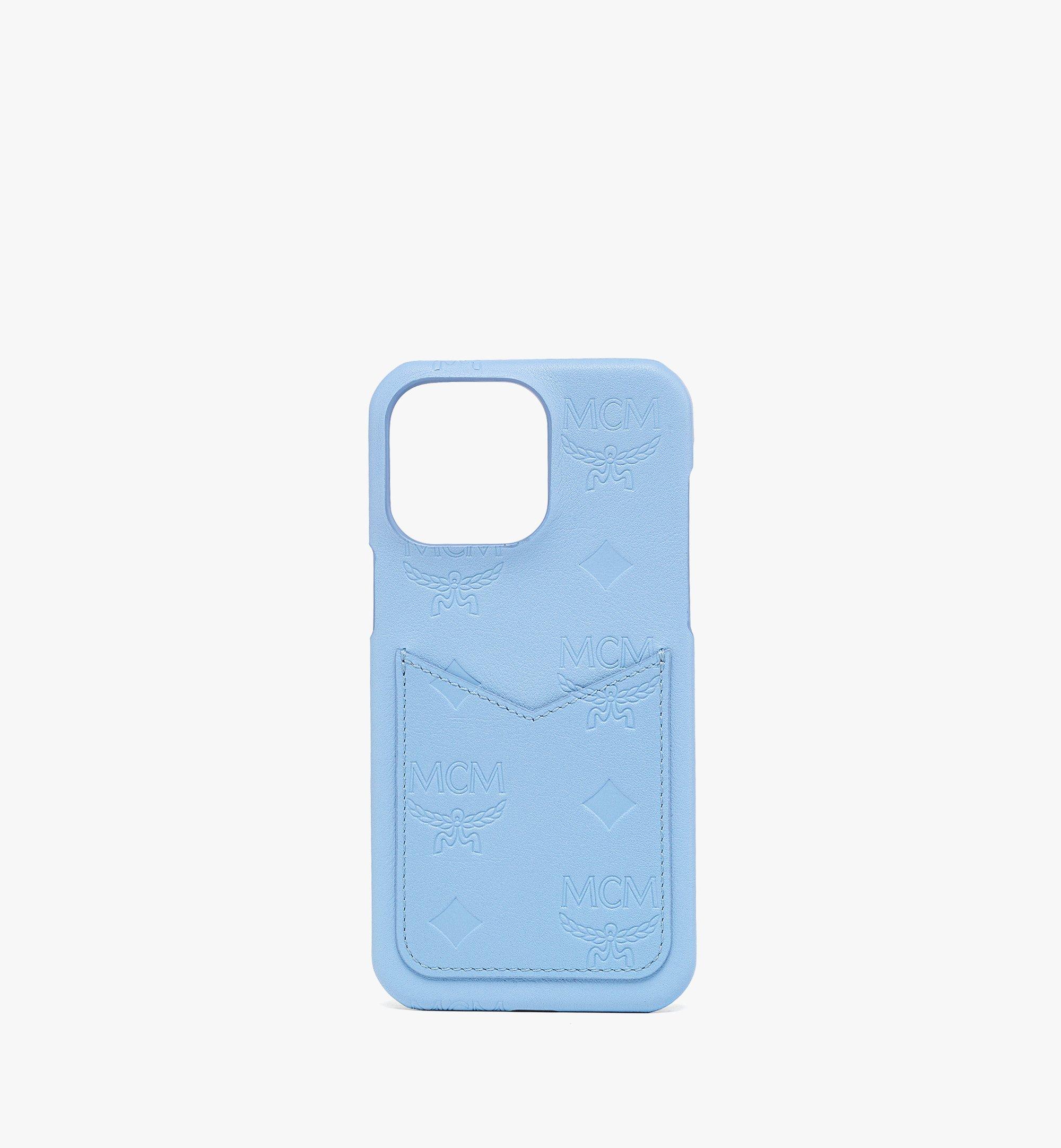 MCM Iphone 15 Pro Max Case In Monogram Leather DELLA ROBBIA BLUE male 15PM