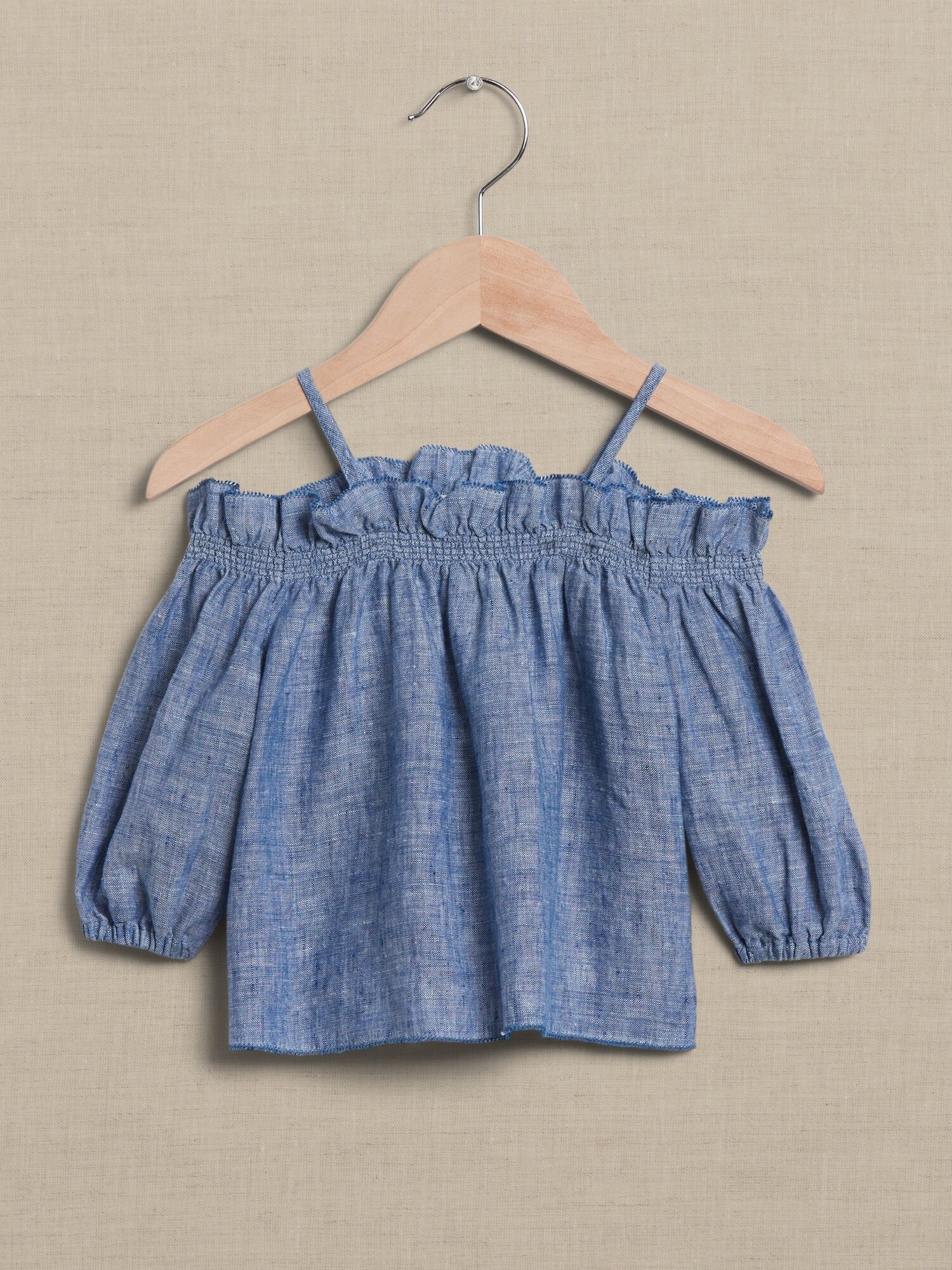 Banana Republic Factory Bria Linen Off-Shoulder Top for Baby + Toddler - Medium Blue - unisex - Size: 12-18 M