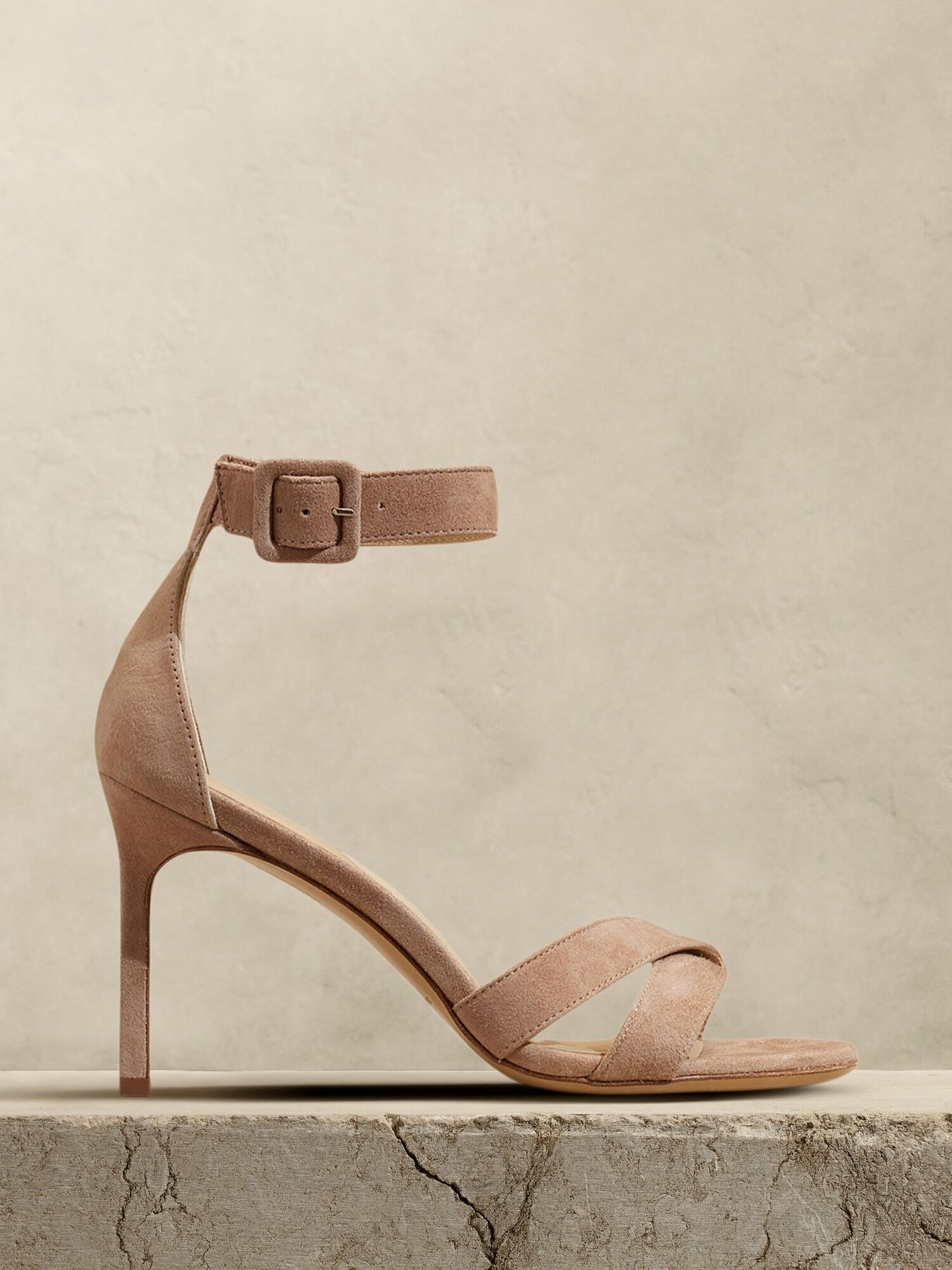 Banana Republic Factory Terrazzo Suede High-Heel Sandal - Taupe Suede - female - Size: 6