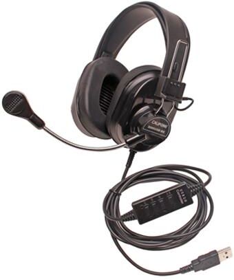 Califone 3066 Deluxe Multimedia Stereo Headset with USB Plug and Mic, Black