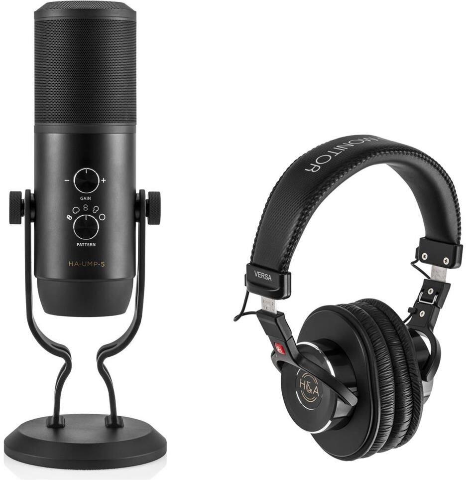 H&amp;A UMP-5 Pro USB Multi-Pattern Condenser Microphone with Pro Headphones