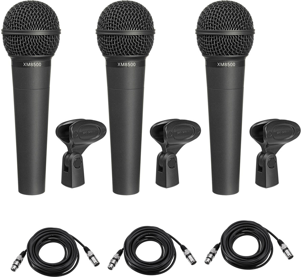 Behringer ULTRAVOICE XM8500 Dynamic Cardioid Microphone w/25' XLR Cable, 3-Pack