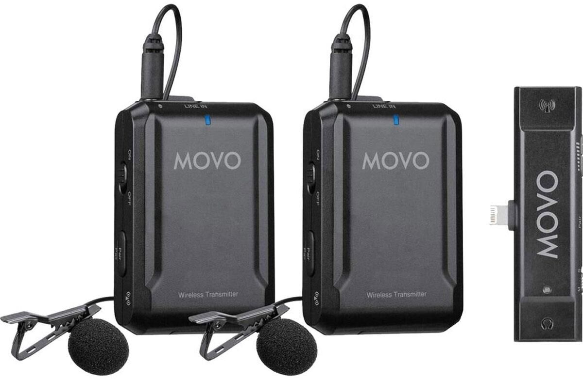 Movo Photo EDGE-DI-DUO Dual Wireless Mic System, 2x Lav Mics for Apple iPhones