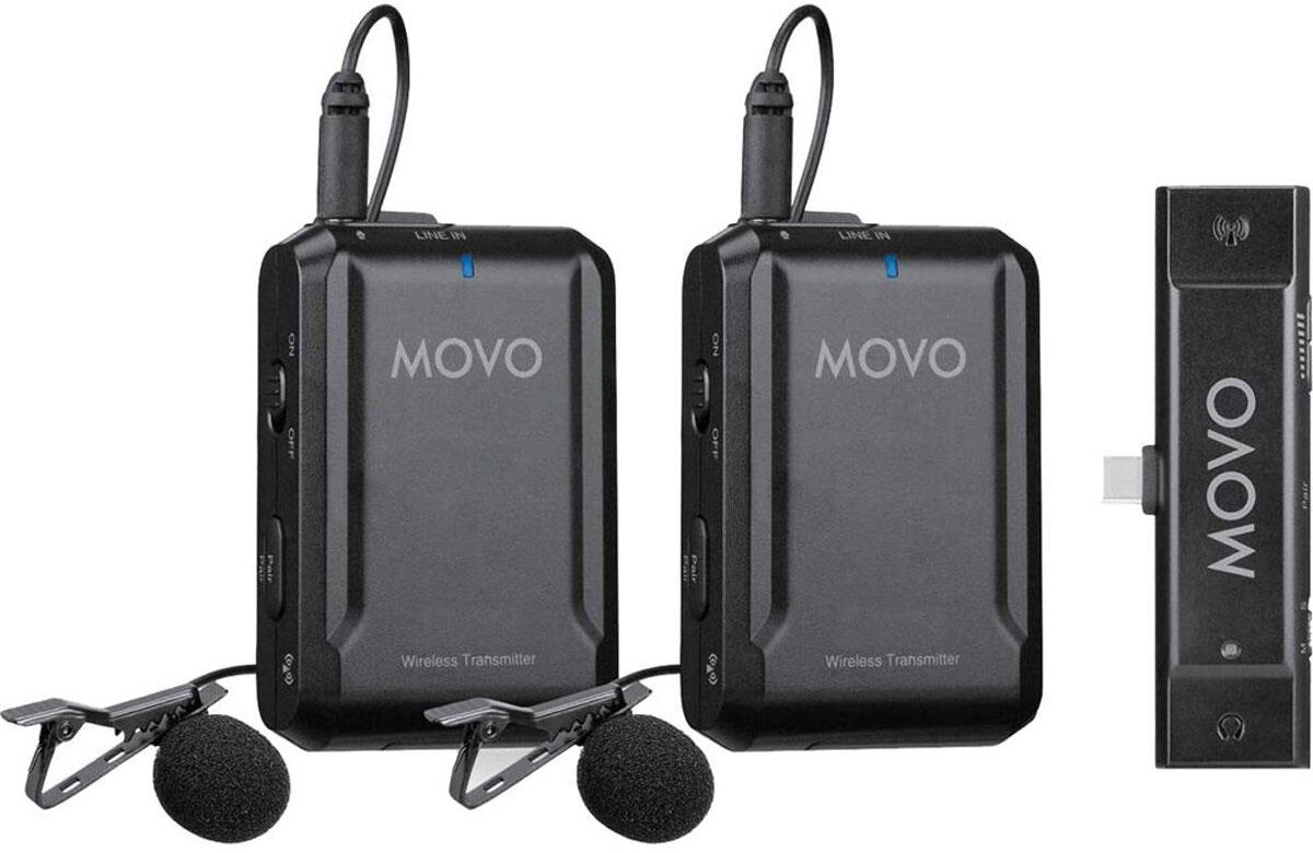 Movo Photo EDGE-UC-DUO Dual Wireless Mic System, 2x Lav Mics for Android Phones