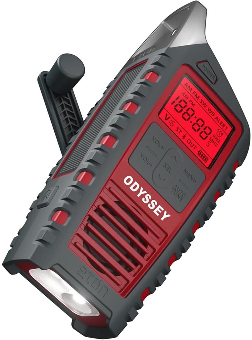 Eton Odyssey Multi-Powered All-Band Bluetooth Emergency Radio with RDS, Red