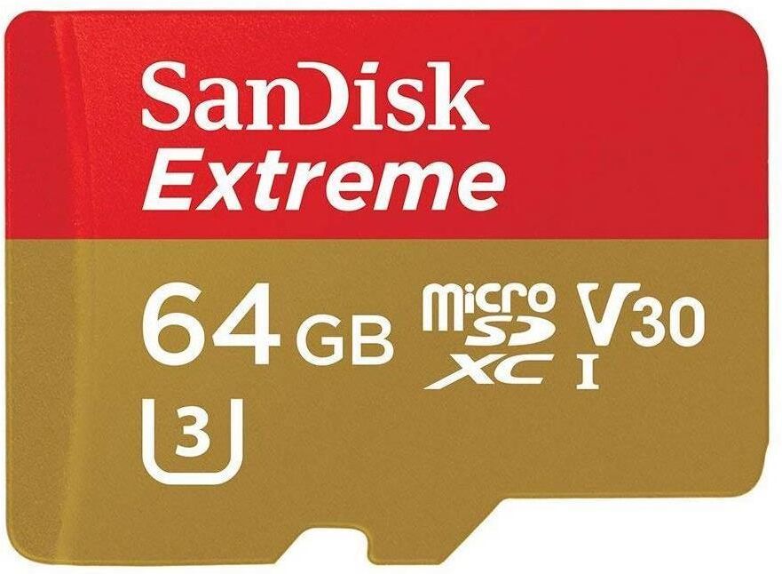 SanDisk 64GB Extreme UHS-I Class 10 V30 U3 microSDXC Memory Card with SD Adapter