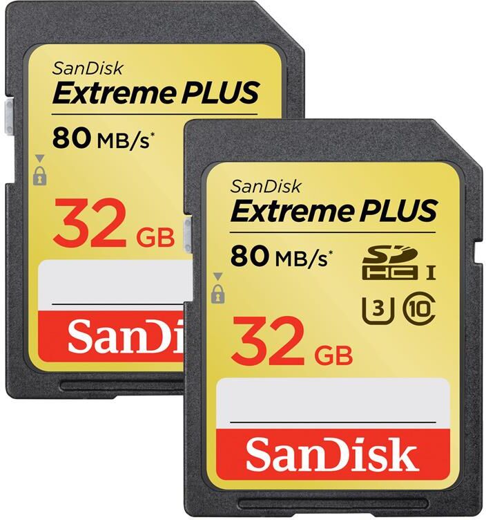 SanDisk 32GB Extreme UHS-I U1 SDHC Memory Card (2 pack)