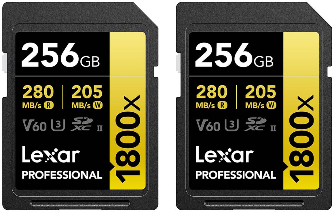 Lexar GOLD Series Professional 1800x 256GB UHS-II SDXC Memory Card, 2-Pack