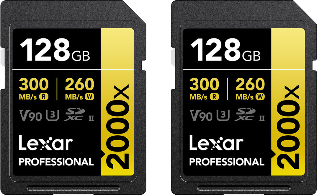 Lexar GOLD Series Professional 2000x 128GB UHS-II SDXC Memory Card, 2-Pack