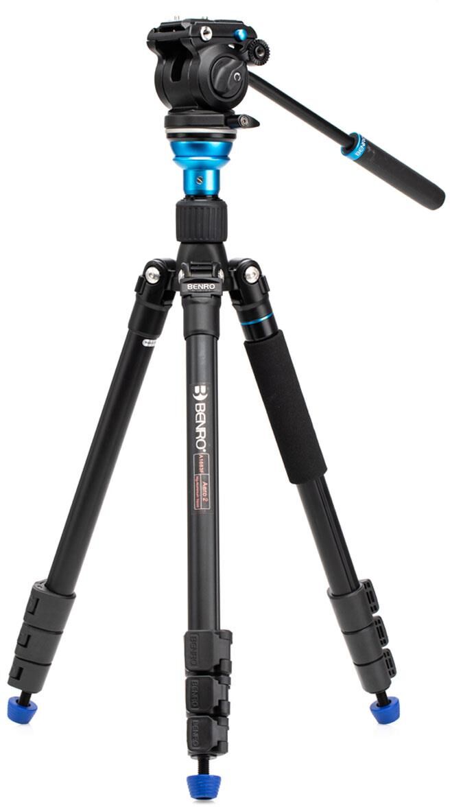 Benro Aero 2 PRO 4-Section Al Travel Video Tripod Kit with S2PRO Head, Flip Lock