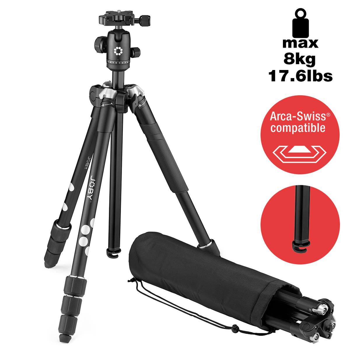 Joby RangePod Smart 4-Section Aluminum Tripod, Black