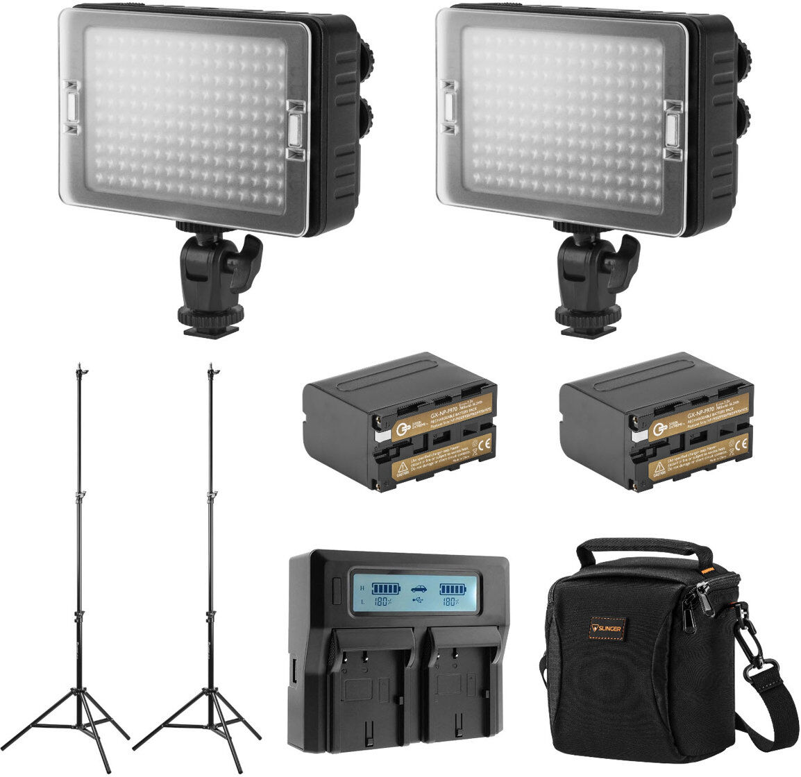 CLAR 2x 204 Bi-Color On Camera LED Video Light with Accessories Kit