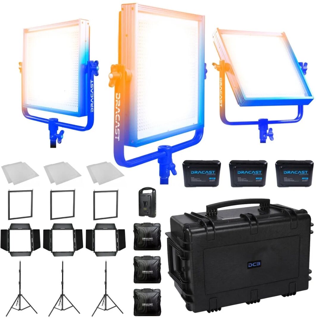 Dracast Plus Series LED1000 Bi-Color 3-Light Newsroom Kit w/SDC12 DMX Controller