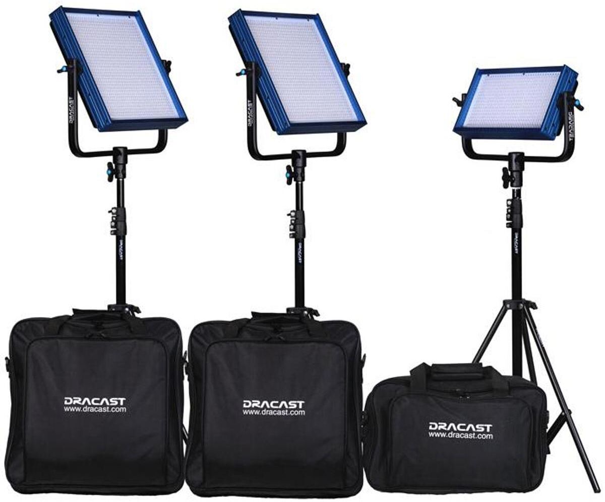 Dracast Pro Series Bi-Color 4-Light ENG Kit w/LED1000,LED500 &amp; LED240,Gold Mount