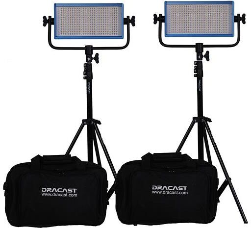 Dracast Pro Series Bi-Color 3-Light Interview Kit w/LED500 &amp; LED240, Gold Mount