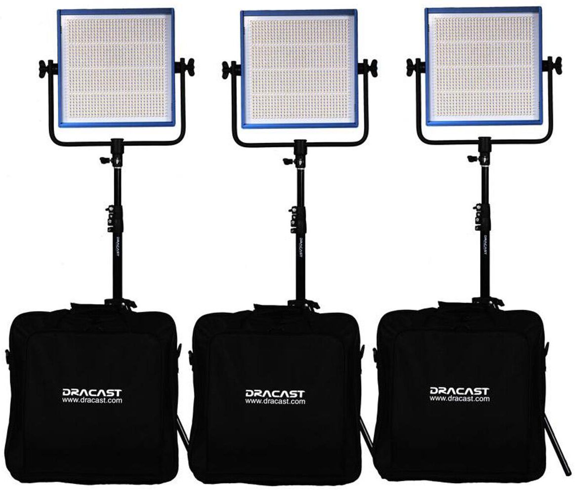 Dracast Plus Series LED1000 60W Daylight LED 3-Light Studio Kit