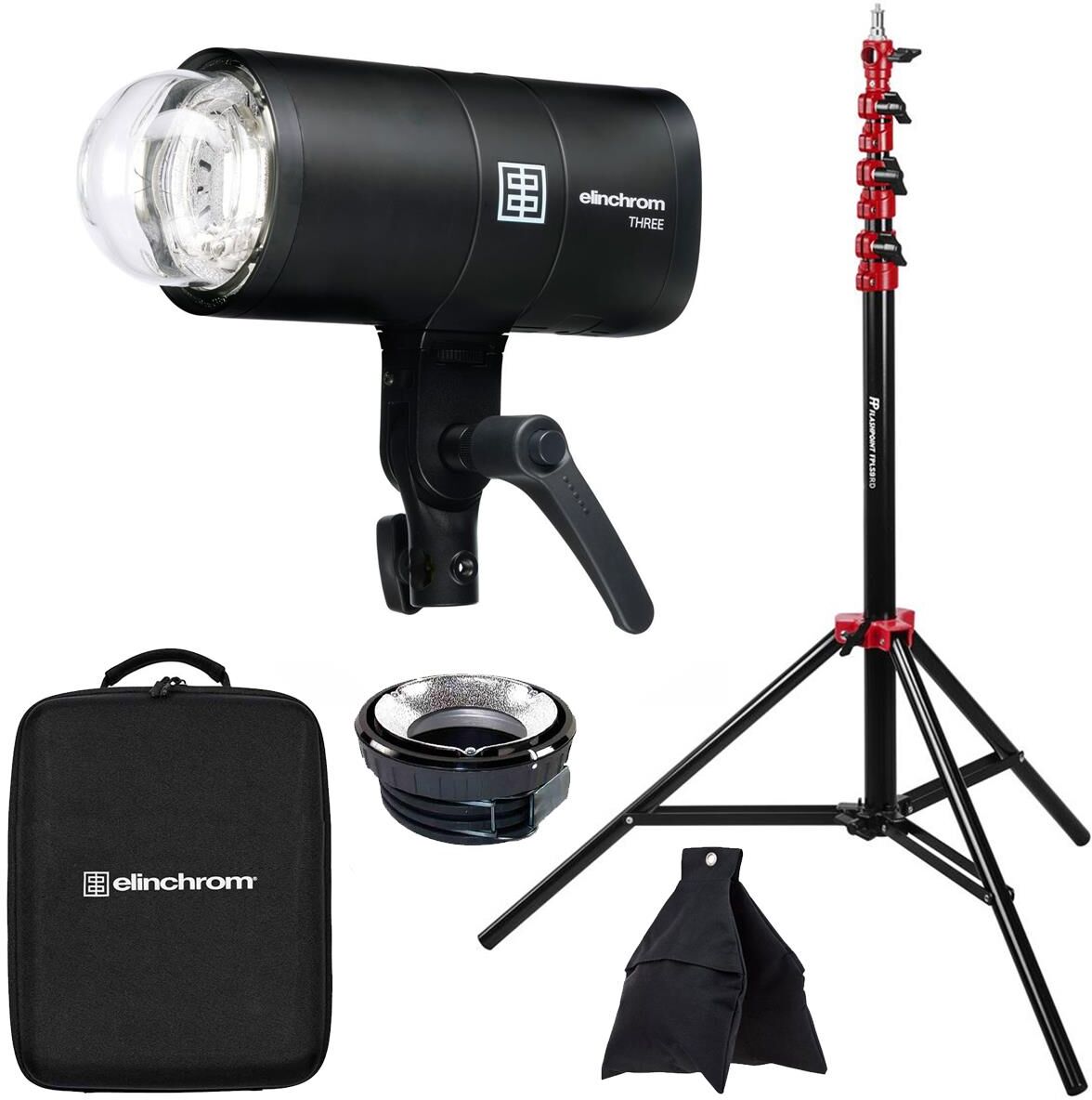 Elinchrom THREE 261Ws Off-Camera Flash Kit with 9.5' Stand and Weight Sand Bag