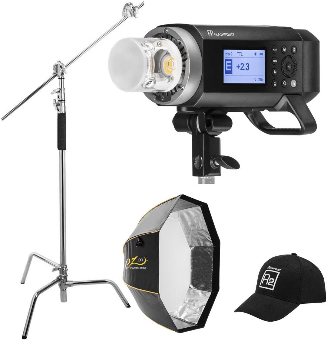 Flashpoint XPLOR 400PRO R2 TTL Monolight Kit With Glow 36&quot; Octa and C-Stand