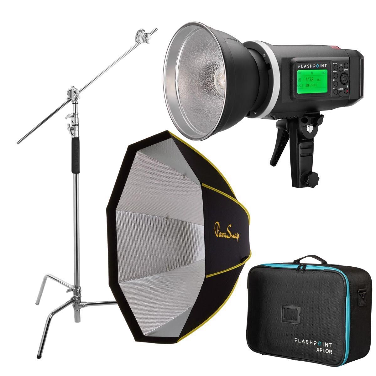 Flashpoint XPLOR 600 HSS R2 Monolight Kit With C-Stand and ParaSnap 44 Octabox
