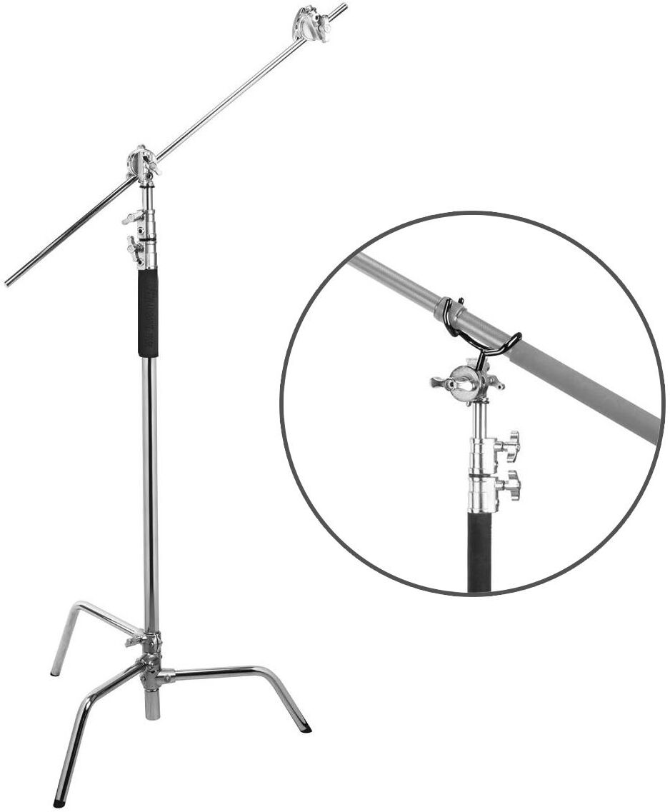 Flashpoint 10' C Stand on Turtle Base Kit, Chrome with Boom Pole Holder