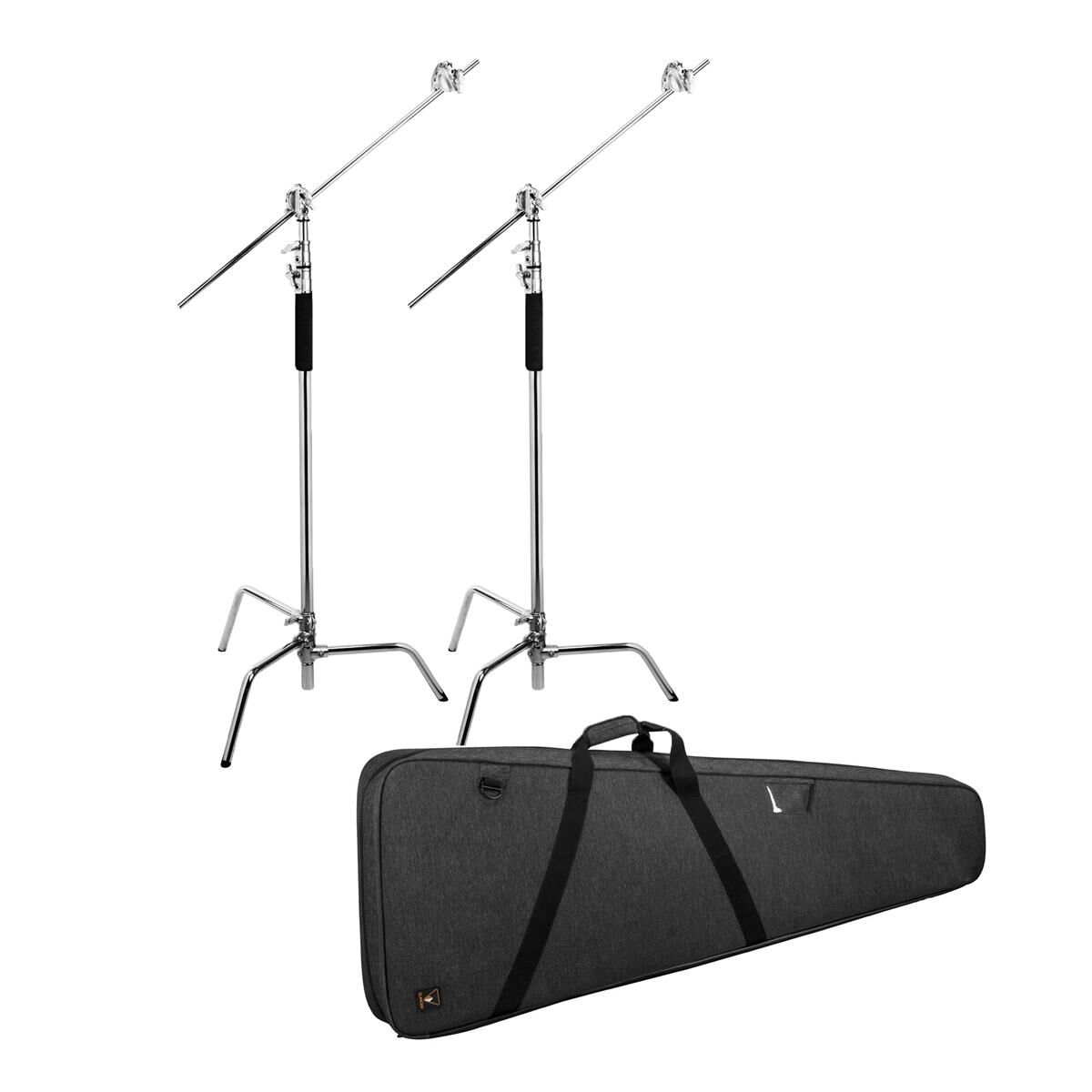 Flashpoint 10' Century Light Stand on Turtle Base Kit, 2-Pack with Case
