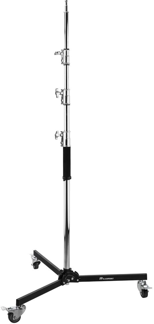 Flashpoint Folding Wheeled Base Stand (Black/Chrome-plated, 11')