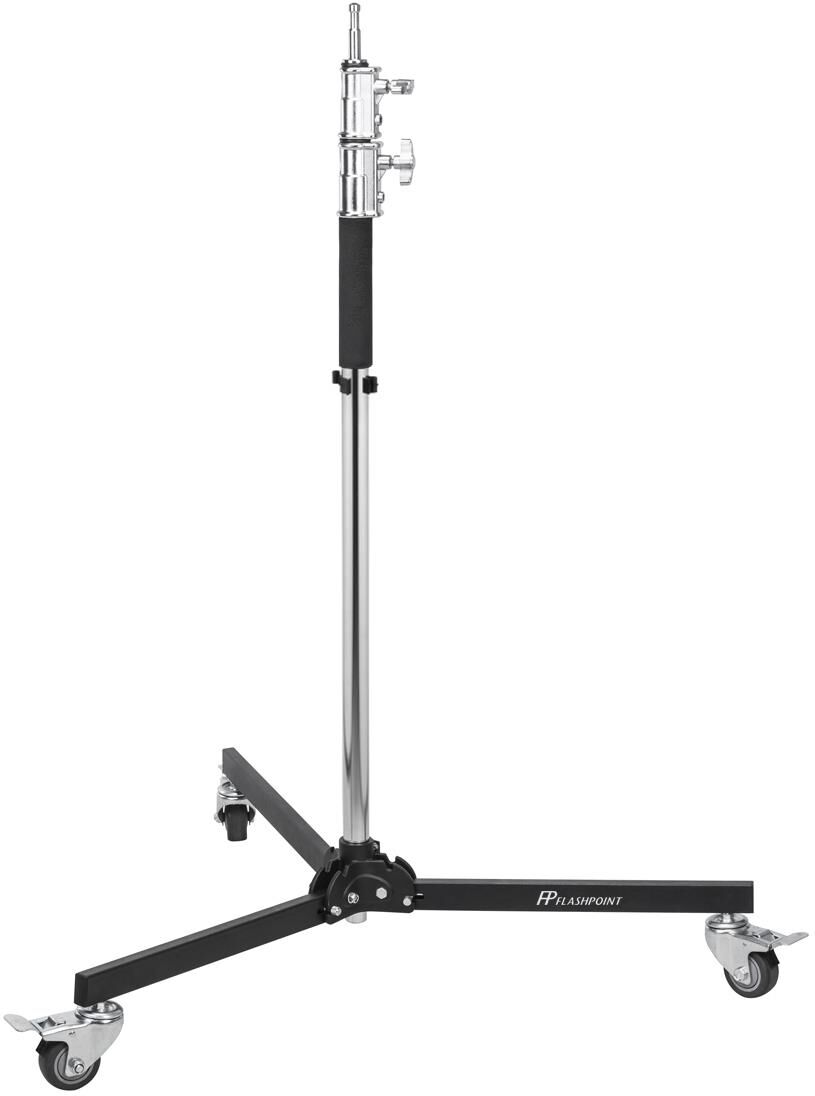 Flashpoint Folding Wheeled Base Stand (Black/Chrome-plated, 9')