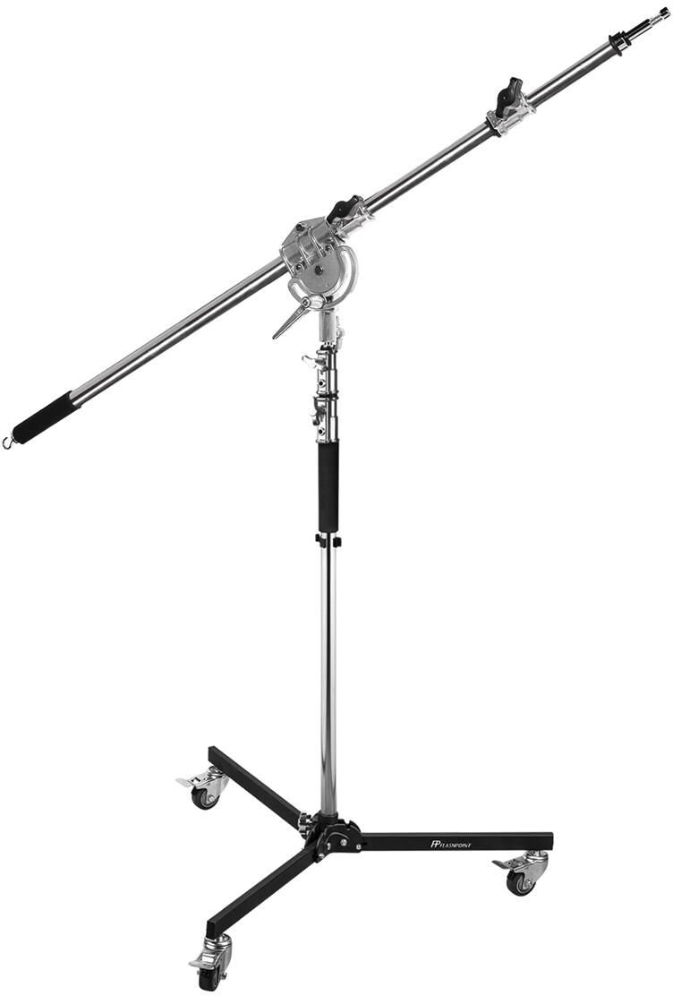 Flashpoint Folding Wheeled Base Stand 9' with 86&quot; Telescopic Boom Arm (Chrome)