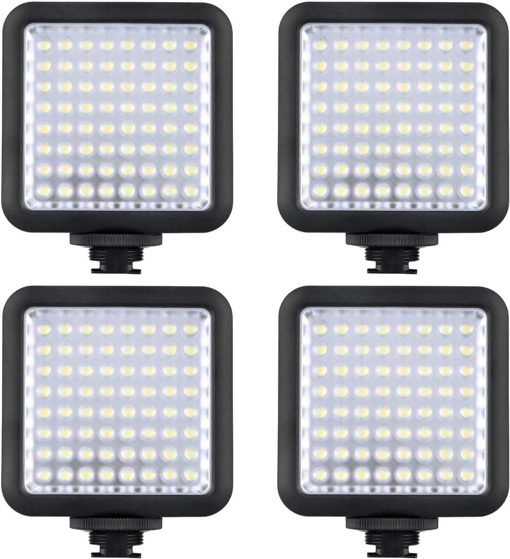 Godox 4 Pack LED64 Dimmable Continuous On Camera LED Panel Video Light