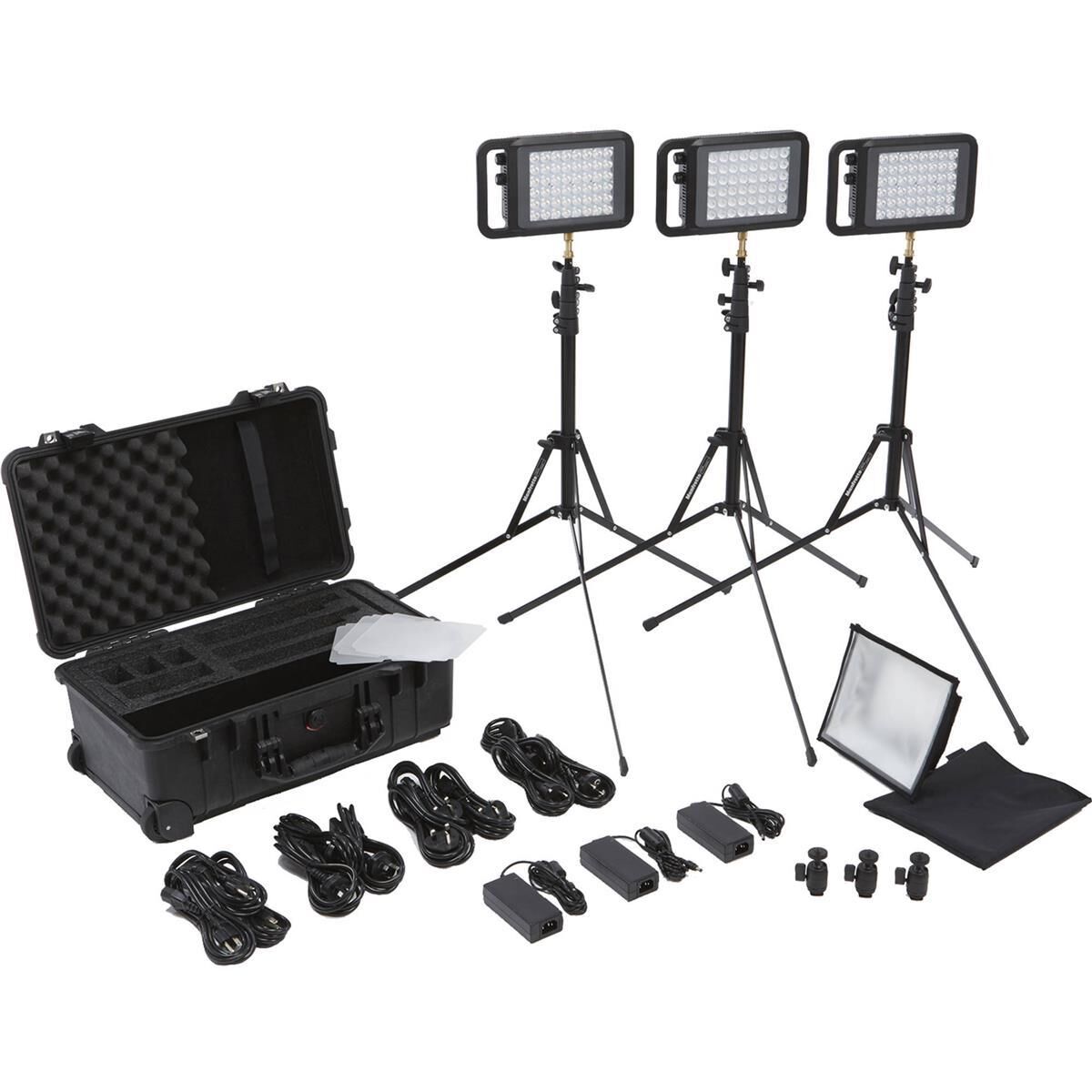 Litepanels Lykos Bi-Color Flight Kit with Battery Bundle &amp; UK Power Supply